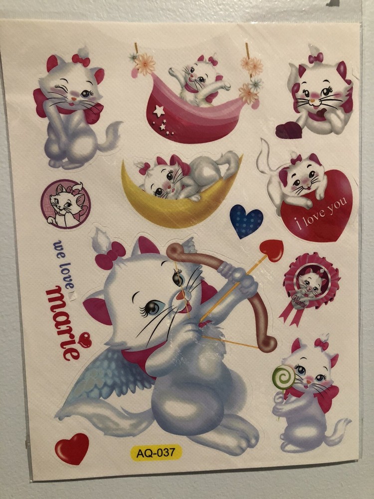 Disney Marie Cat Large We Love Marie Vinyl Sticker Sheet Scrapbook Diary Kids