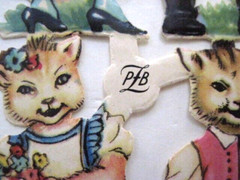 Sweet 1950’s PZB Die Cuts of Darling Cats Dressed in Human Costumes *