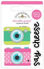 Doodlebug Doodle-Pop 3D Stickers Photo Op Retro Style Cameras Say Cheese