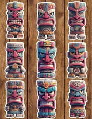 Tiki God Vinyl Die Cut Stickers Set Scrapbooking Laptop Water Bottle