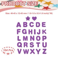 Alphabet Foam Stickers, 104Pcs Letters A-Z EVA Self Adhesive Glitters, Purple