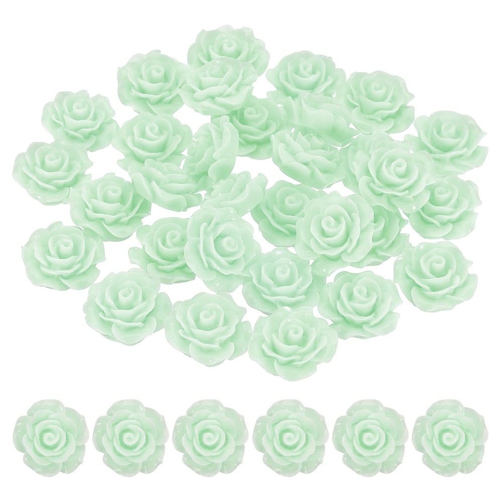 20mm Rose Flower Resin Cabochon, 30 Pcs Mini Rose Flower Resin, Light Green
