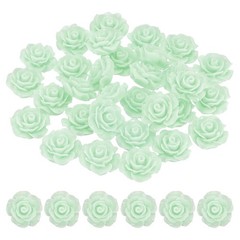 20mm Rose Flower Resin Cabochon, 30 Pcs Mini Rose Flower Resin, Light Green