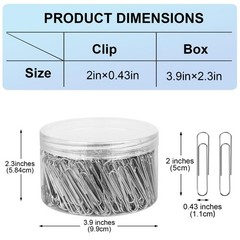 280 Pcs Large Paper Clips, 2 Inch Jumbo Paper Clips, Silver Paperclips, Stain…