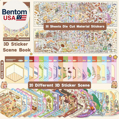 20 Sets DIY 3D Sticker Scene Collection Book for Kids Adults Cute Make Your Own