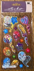 RARE Sticko Colorful Balloons W/ Glitter Confetti Stars Birthday Party Stickers