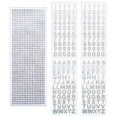 Rhinestone Stickers, 5 Sheets Self-Adhesive Glitter Alphabet Letter Silver