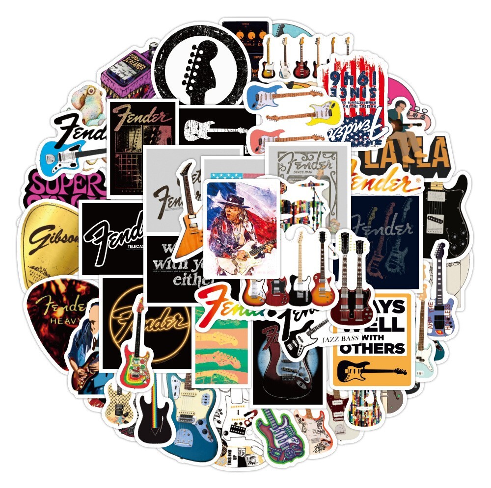 50pcs Guitar Sticker, Music Play Band Country Music, Waterproof, 102