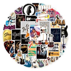 50pcs Guitar Sticker, Music Play Band Country Music, Waterproof, 102