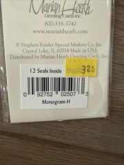 Gold Fossler Foil Seals Marian Heath Monogram H Letter Cards Envelopes 2 Packs