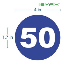 iSYFIX Blue Consecutive Number Stickers – 1 to 50, 4-inch, 1 set – Vinyl Self…