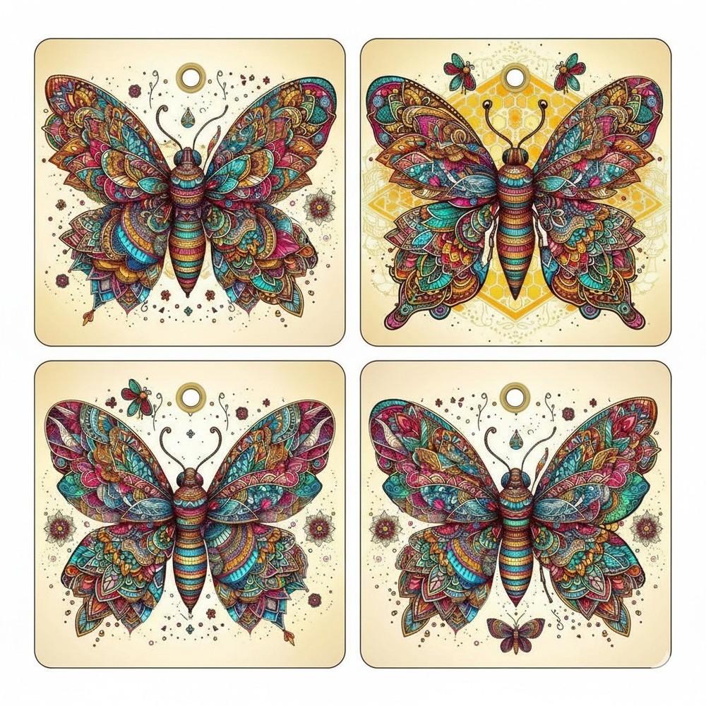 Mandela Butterfly Tags Set Junk Journal Scrapbook