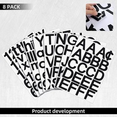 8 Sheets Vinyl Letter Stickers 3 Inch Black Self Adhesive Mailbox Numbers Alp…