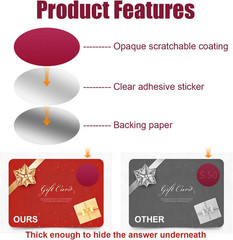 90 Pack Scratch off Stickers, 1 Inch round Self Adhesive Scratch off Cards