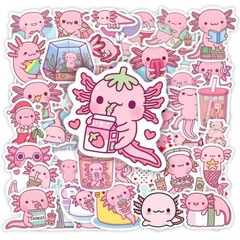 50Pcs Cute Kawaii Cartoon Axolotl Stickers DIY Aesthetic Decals for Phone,Laptop