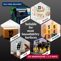 9 Sheets Large 6 Inch Number Stickers 0-9 Numbers, Self Adhesive and Waterproof
