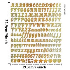 10 Sheets Letter Number Stickers, 1/2 Inch Self-Adhesive Vinyl Alphabet Gold