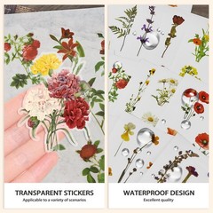 Flower Sticker Book, 40 Sheets 470pcs Floral Botanical Themed Journaling Supp…