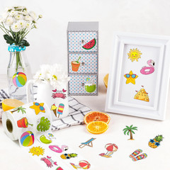 Summer Beach Roll Stickers – 1000Pcs Summer Beach Stickers in 2 Rolls Waterproof