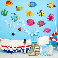 48 Pcs Fish Cutouts Paper Colorful Classroom 5.9 x inches, Assorted
