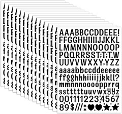 15 Sheet Small Letter Stickers – 1/2 Inch Art Black Vinyl Self Adhesive Alphabet