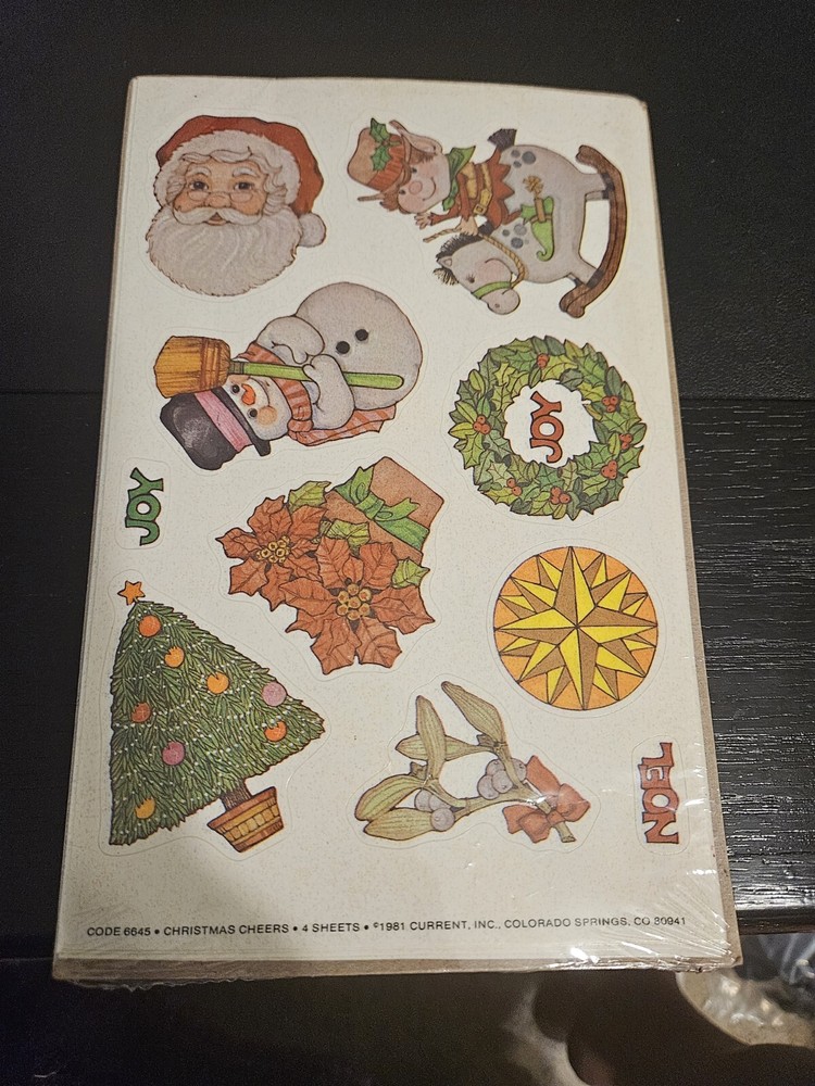 Vintage 1981 Current Inc Stickers Christmas Cheers. Unopened Multiple Sheets