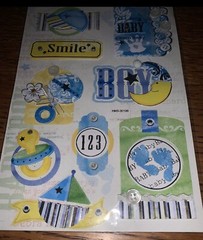 Special Moments Handmade Baby Boy Glitter Foil Scrapbook Stickers Smile Boat Hat