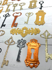 Die Cuts Ornate Lock and Key 26 Pieces *You Choose Color* Foil Specialty Basic C