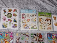 Lot Stickers Autocollants Animals Birds Cats Dogs Monkeys Fox Owl 68 SHEETS NEW