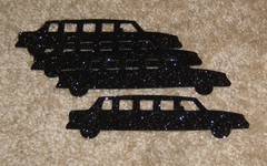 Limousine ~ AccuCut Design. Lot of Four in Black Glitter