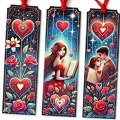 Pretty Heart Valentines Bookmarks Junk Journal Scrapbook Choose A Set