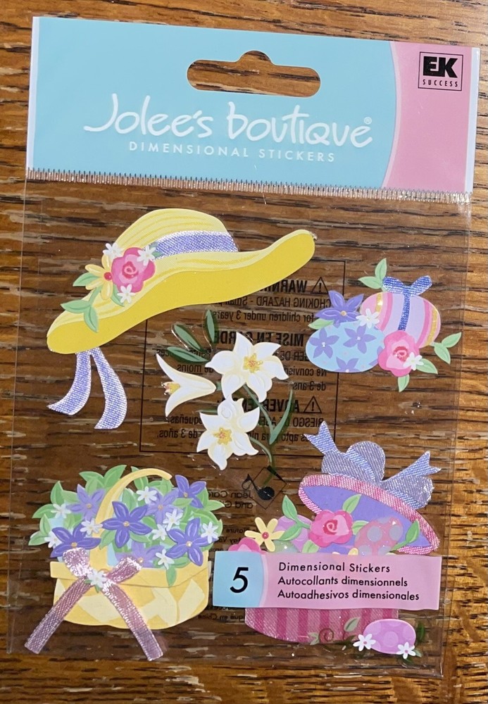 RARE !! Jolees Happy EASTER Hat Boxes Flowers Lillies Eggs 3D Scrapbook Stickers
