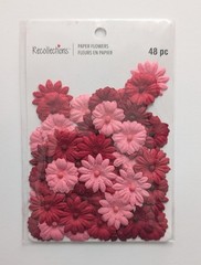 Red & Pink Button Daisies Paper Flowers Scrapbook Embellishments Recollections