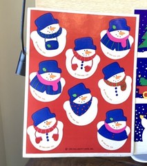 Lot of 3 Vintage Snowman Sticker Sheets 1989 Hallmark AGC Winter Cute