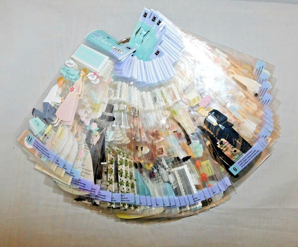 Wedding Scrapbook Stickers Ring Shower Dress Cake Hearts First Home Captions