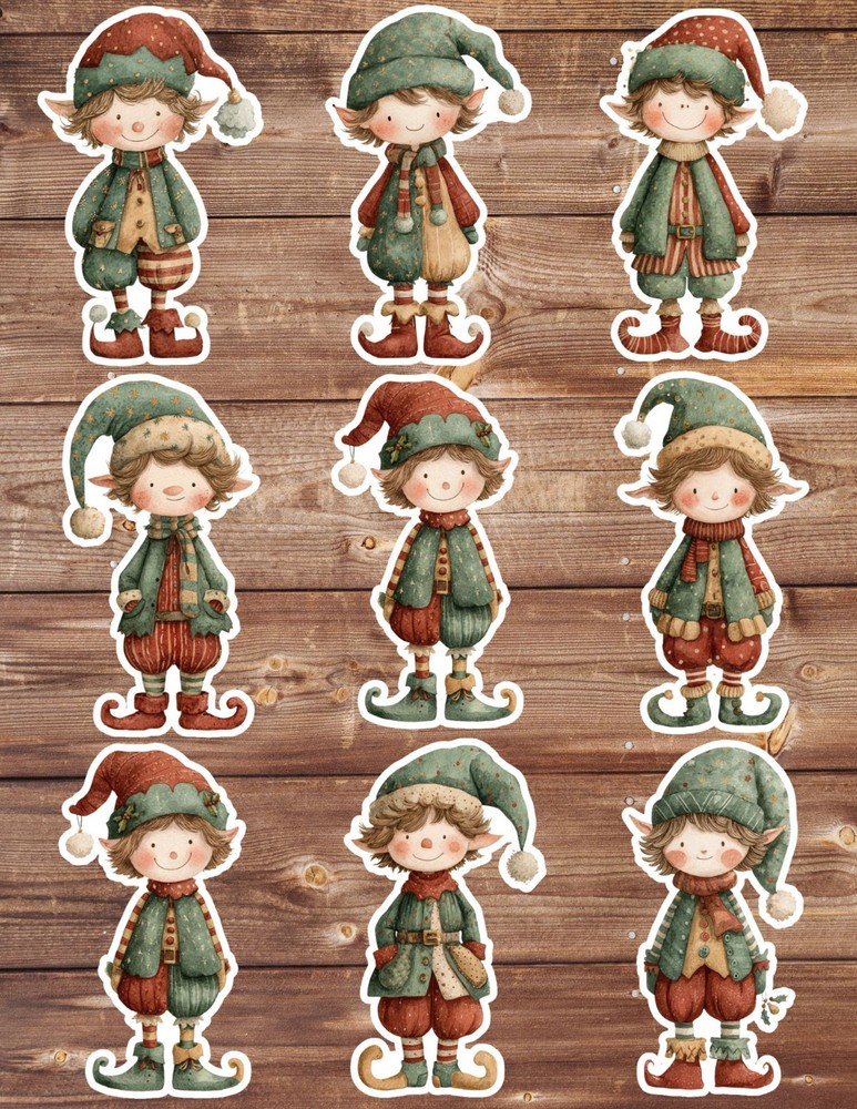 Christmas Green Elf Die Cut Vinyl Stickers Scrapbooking Laptop Waterbottle