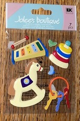 RARE Jolees Baby Toys Rocking Horse Xylophone Key On Ring 3D Scrapbook Stickers