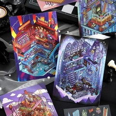 4 Sets – Horror 3D Miniature Scene Stickers DIY Fun Ghost Magic World, Tweezers