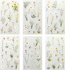 6 Pcs Clear Daisy Stickers, Waterproof Floral Vinyl Art Decals for Crafts