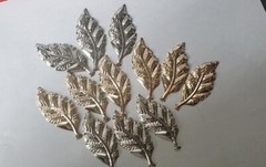 CraftbuddyUS 12pc 25 x 50mm Decorative Metal Filigree Leaf Toppers:Silver & Gold