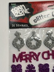 Foam Zone-Christmas Crafts Holly Glitter Foam 3D Stickers-Lot 2 Packs