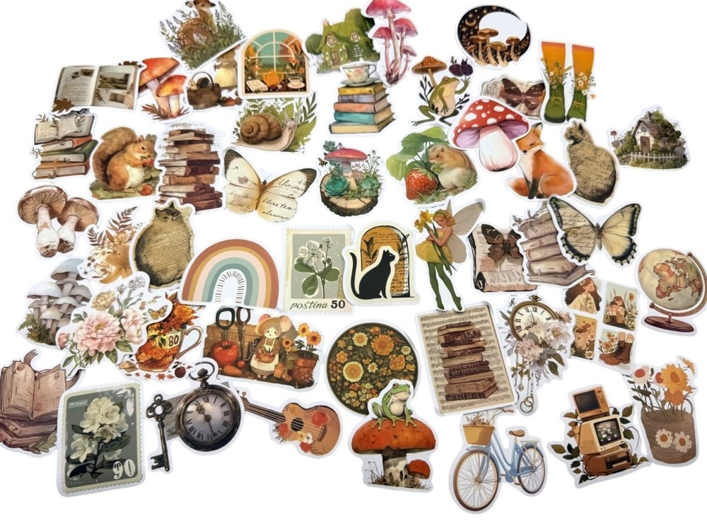 10 NEW Stickers Vintage Theme Cottagecore BOHO Scrapbooking Laptops Decal Bottle