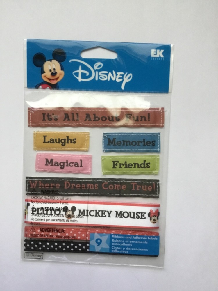DISNEY MICKEY MOUSE RIBBON STICKERS EK Success Disneyland World Cruise scrapbook