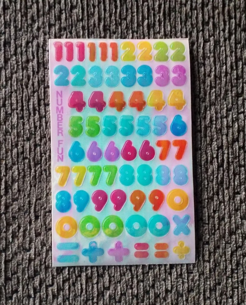Vintage 80’s Sandylion Activity Stickers Sheet -LG. IRIDESCENT NUMBERS -Good Con
