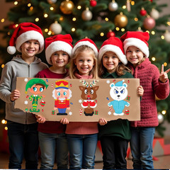 48Pcs Christmas Make a Face Sticker Sheets Kids DIY Party Favor Crafts Xmas Fun!
