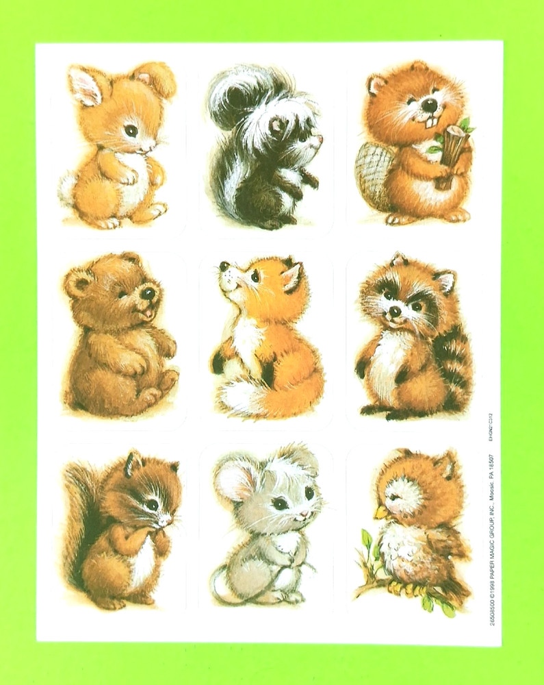 Vintage Eureka Furry Friends Woodland Animals Sticker Sheet Retired