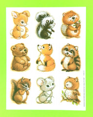 Vintage Eureka Furry Friends Woodland Animals Sticker Sheet Retired