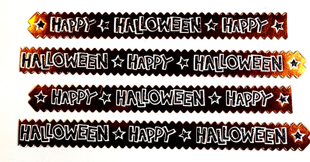 K&Company Happy Halloween Cardstock Orange Foil Stickers Borders 4pc Scrapbook