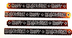 K&Company Happy Halloween Cardstock Orange Foil Stickers Borders 4pc Scrapbook