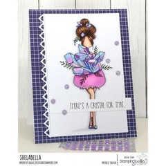 New Stamping Bella Rubber Stamp CURVY GIRL COLLECTING CRYSTALS free USA ship